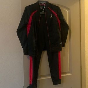 Jordan Black/Red Jogging Suit
